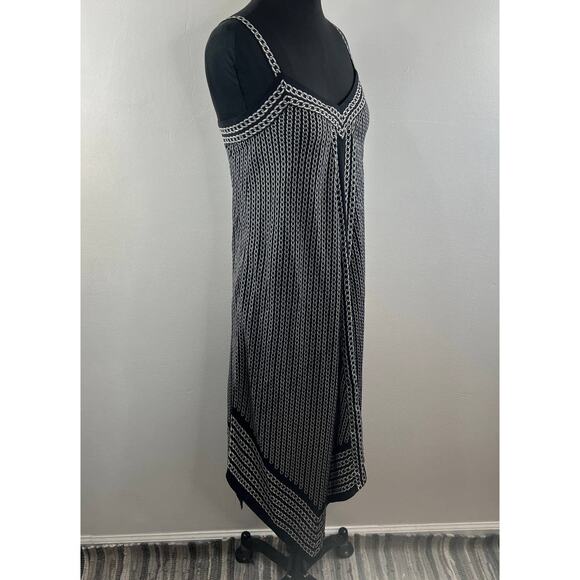 $175 Michael Kors Chain Link Border Handkerchief Black Asymmetrical Dress XS - Picture 5 of 9